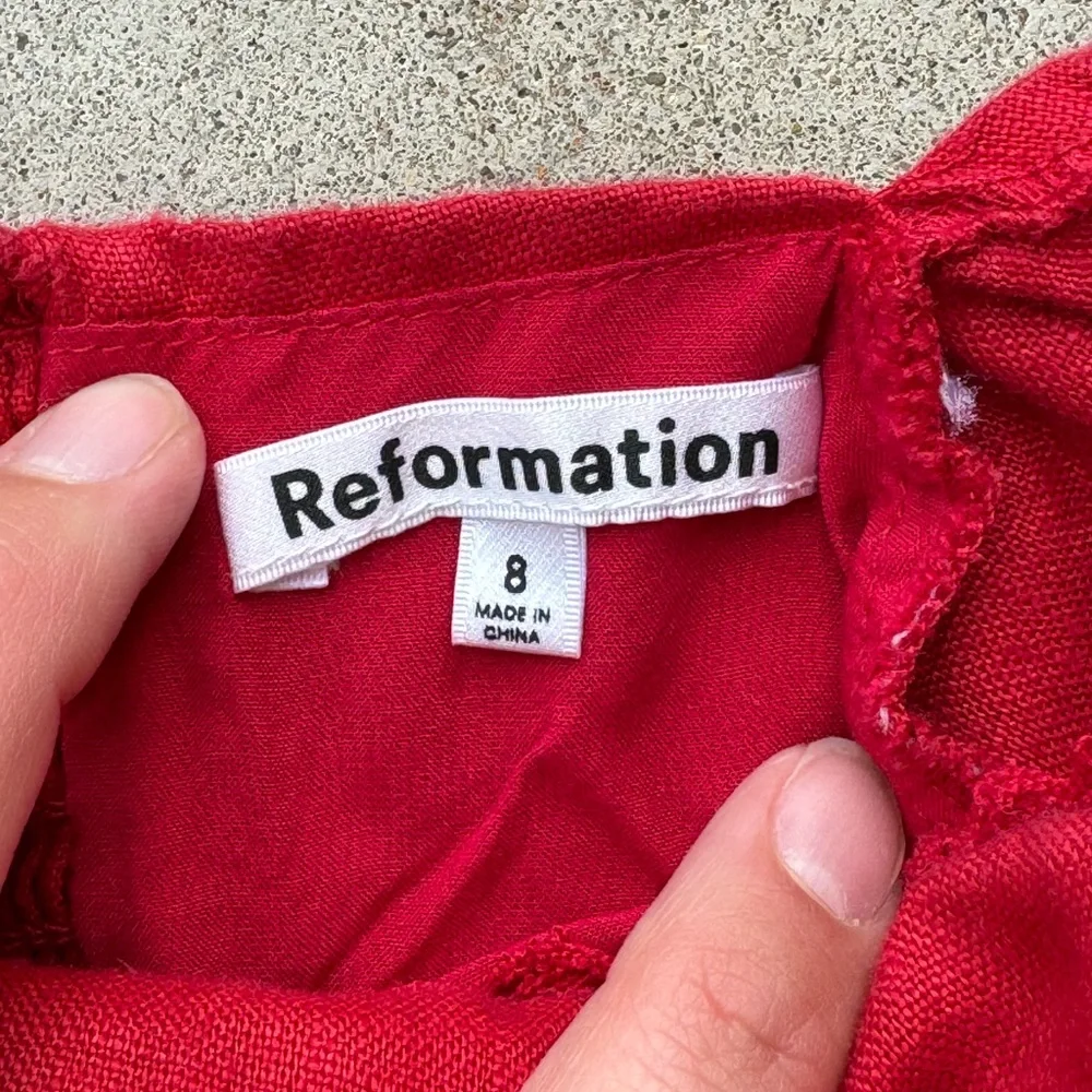 Reformation red Marbella linen square neck shirt - Picture 4 of 7